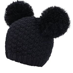 Jennifer and Company Double Pom Pom Cat Ears Beani